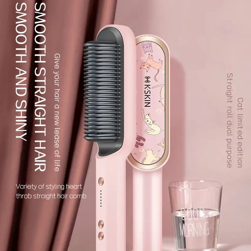 KSKIN 2 in 1 Hair Straightener Brush for Smooth Styling - Smarsty