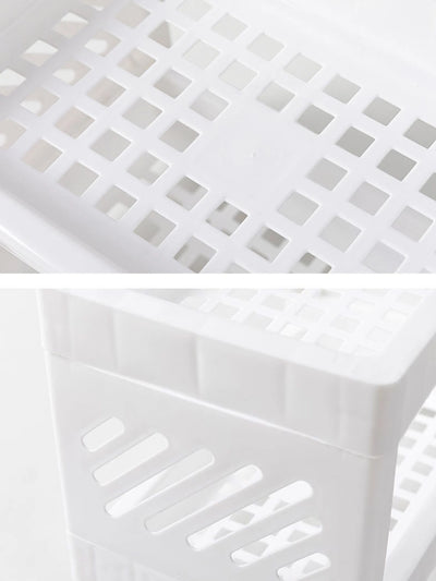 Minimalist Desktop Double-Layer Storage Rack Household Plastic Bathroom Small Stationery Organizing Pure White Multifunctional by Smarsty