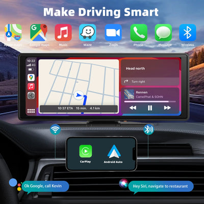 Wireless CarPlay Receiver With 10 Inch Touchscreen - Smarsty