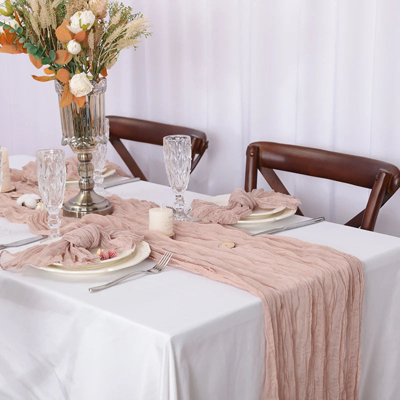 Rustic Cheese Cloth Table Runner for Weddings and Events - Smarsty