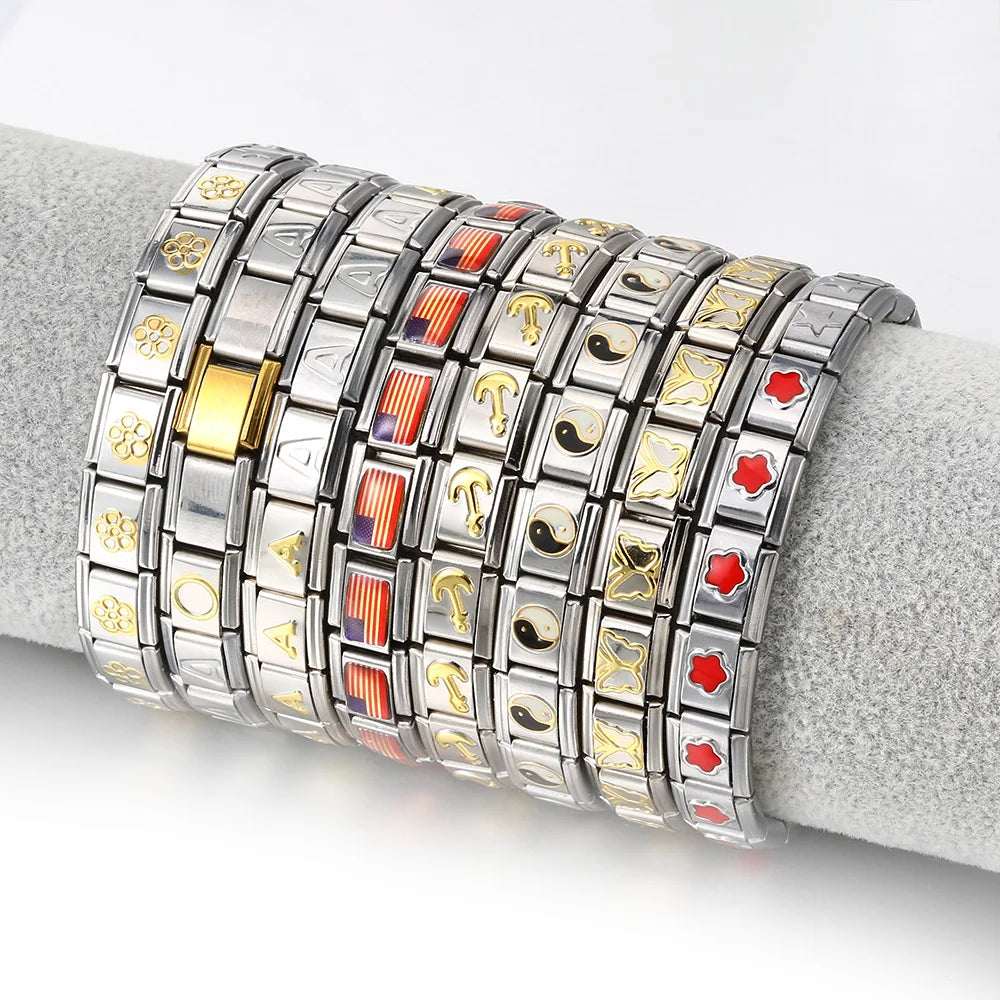 Italian Charm Stainless Steel Elastic Link Bracelet - Smarsty