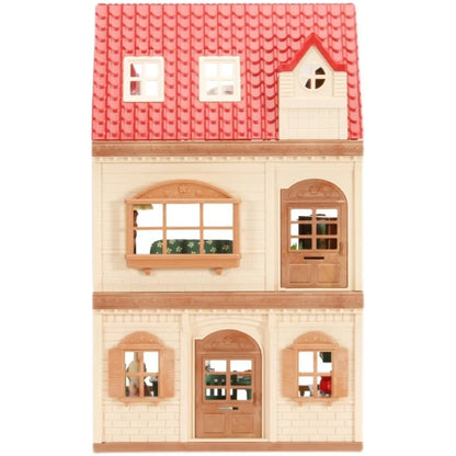 Simulation Kitchen Forest Family Small House Double Three- Story Villa Reindeer Animal Model Girl Dollhouse Furniture Toy Gifts