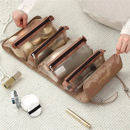 Detachable Cosmetic Bag Portable Large Capacity 4 in 1 Makeup Bags Portable Folding Travel Cosmetics Storage Toiletry Bag - Smarsty