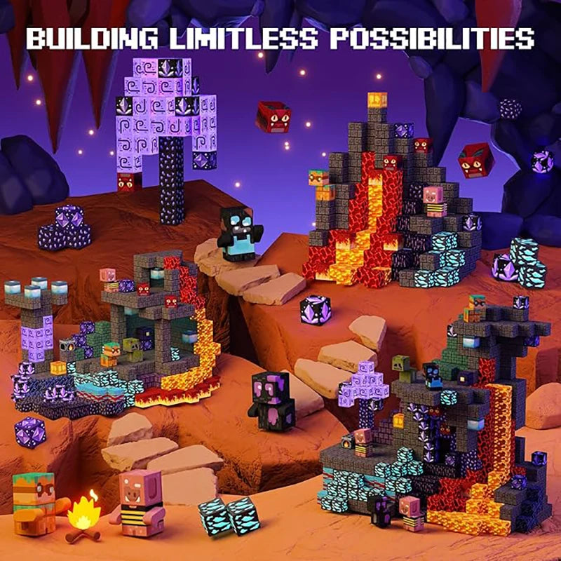 300pcs Warped Forest Magnetic Building Blocks Set, My World Figures Bricks, STEM Educational Toys for Kids, Gifts for Boys Girls