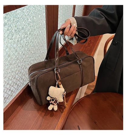 Casual Large Capacity Suede Shoulder Bag For Women Retro - Smarsty