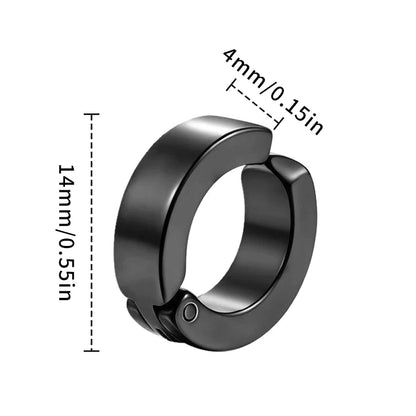 Stainless Steel Ear Clip Earrings No Piercing Black - Smarsty