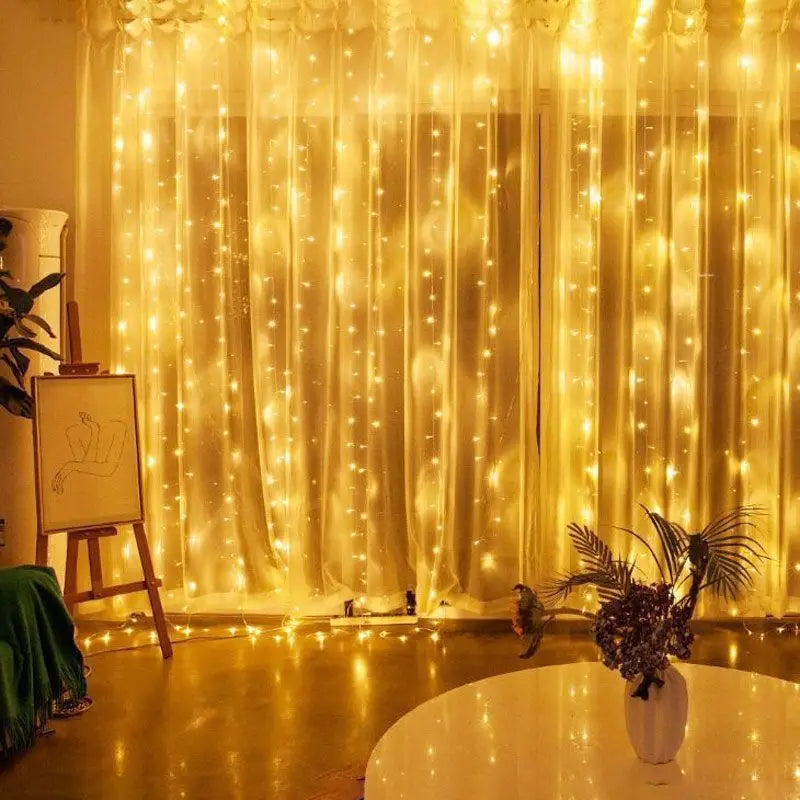3/4/6m Curtain LED String Lights Garland USB Festoon Remote Control Fairy Garland Lights Christmas Decoration for Bedroom Home - Smarsty