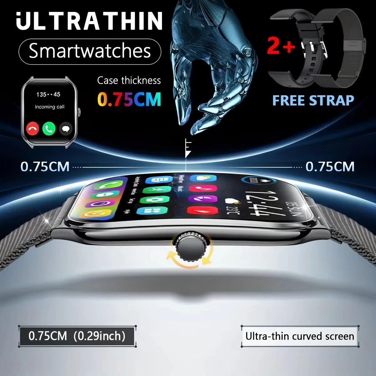 Ultra Thin Smart Watch for Men with AMOLED Screen - Smarsty