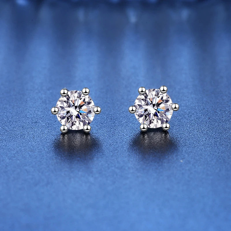 Sterling Silver Moissanite Stud Earrings Certified D - Smarsty
