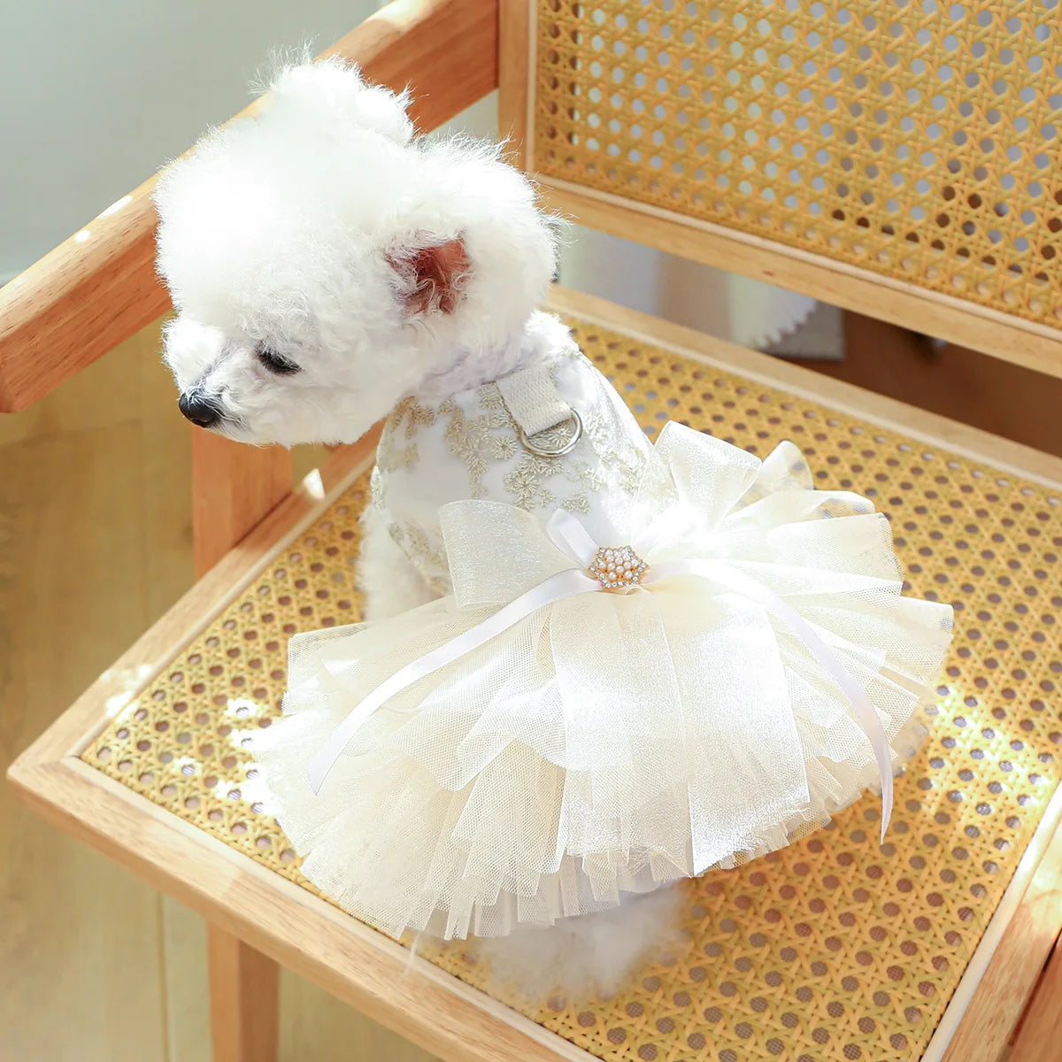 Breathable White Dog Wedding Dress for Spring Summer - Smarsty