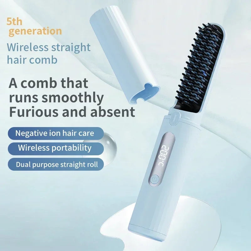 Portable Wireless Hair Straightener with Negative Ion Technology - Smarsty