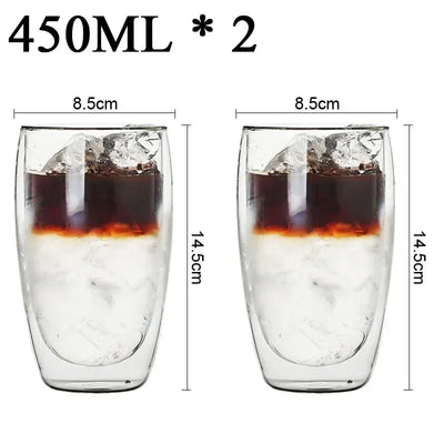 Double Wall Borosilicate Glass Mugs Set Heat Resistant - Smarsty