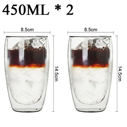 Double Wall Borosilicate Glass Mugs Set Heat Resistant - Smarsty
