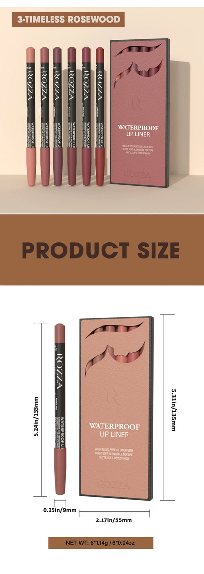 Rozza Waterproof Lip Liner Pencil Set for Long Lasting Wear - Smarsty