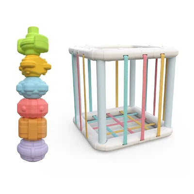 Baby Montessori Shape Sorter Cube Rainbow Colorful Blocks Sorting Game Infant Cognitive Grip Training Learning Educational Toy - Smarsty