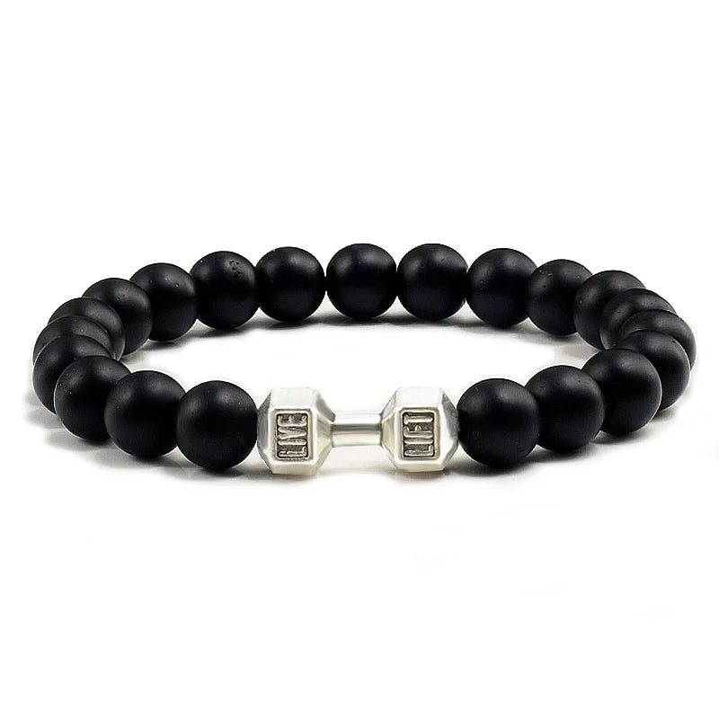 Natural Stone Dumbbell Bead Bracelet for Energy and Style - Smarsty