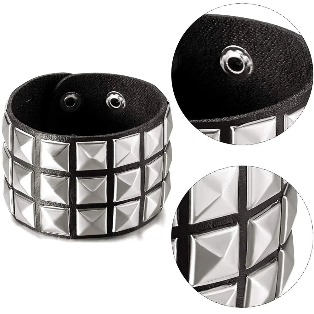Unisex PU Leather Punk Bracelet With Spikes And Skull - Smarsty