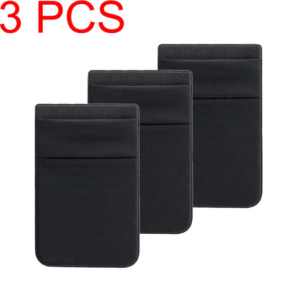 Fashion Elastic Cloth Cell Phone Card Holder Mobile Phone Wallet Case Credit ID Card Holder Adhesive Sticker Pocket Money Bag