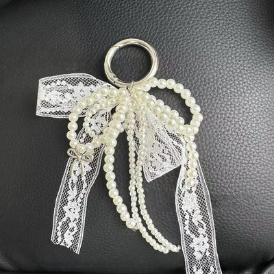1PC Pearl Lace Bow Pendant, Fashionable High-quality Bag Pendant, Car Key Chain Pendant, Pendant - Smarsty