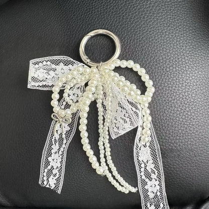 1PC Pearl Lace Bow Pendant, Fashionable High-quality Bag Pendant, Car Key Chain Pendant, Pendant