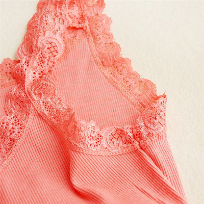 Black Tops Summer Sleeveless Women Tank Top With Lace Top Red Inside Wear Lace Camisoles Loose Underwear Womens Clothing Vest - Smarsty