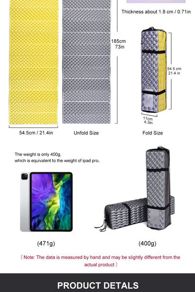Widesea Camping Mat Portable Sleeping Pad Picnic Foam Bed Mattress Travel Trekking Equipment Blanket Waterproof Moistureproof by Smarsty
