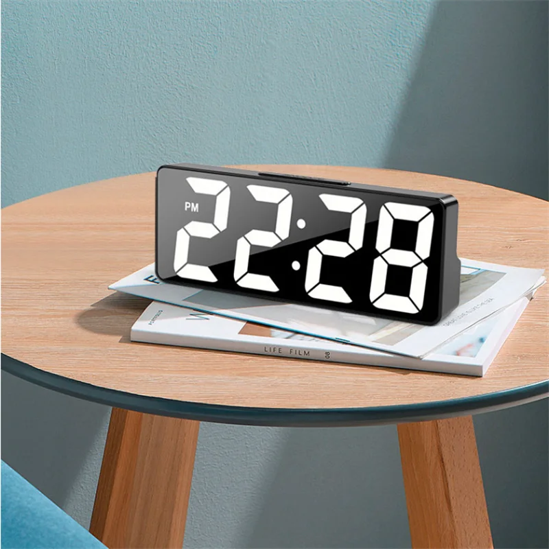 LED Digital Alarm Clock with Adjustable Brightness and Temperature Display - Smarsty