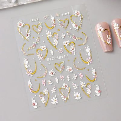 5D Kawaii Floral Nail Stickers for Wedding Decor - Smarsty