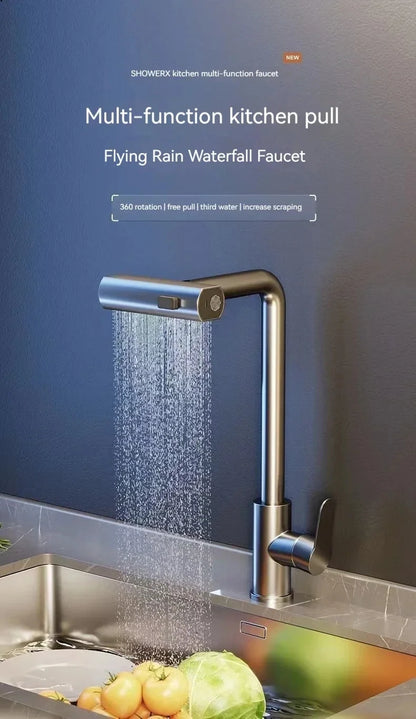 Flexible Stainless Steel Kitchen Faucet with Stream Shower Mode - Smarsty