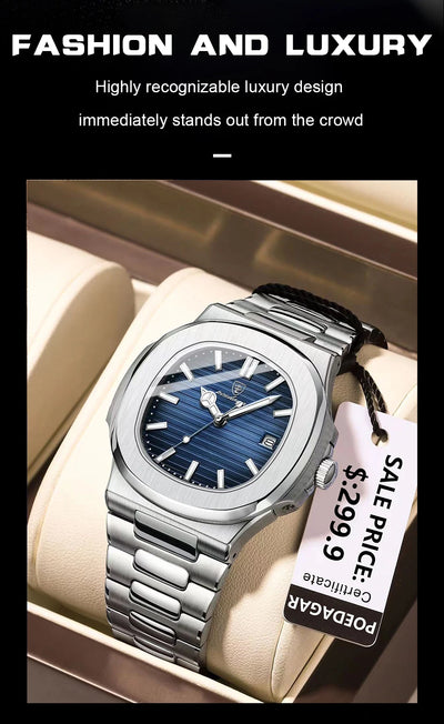 Luxury Waterproof Square Men Wristwatch with Luminous Date - Smarsty