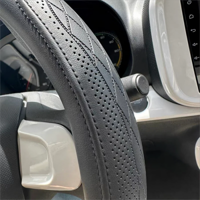 Napa Leather Perforated Patchwork Car Steering Wheel Cover, Non-slip, Breathable, Universal 15 Inch (Approx. 38cm) - Smarsty