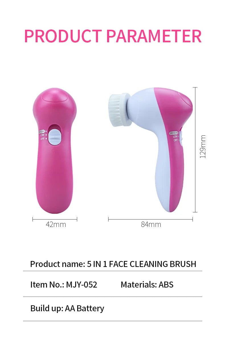 Electric 5 In 1 Facial Brush With Pore Cleaner - Smarsty