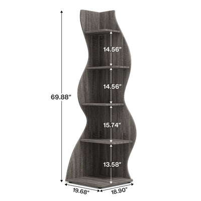 Tribesigns Corner Shelf, Modern 5-Tier Wall Corner Bookshelf, Stylish Corner Small Bookcase Storage Rack Plant Stand