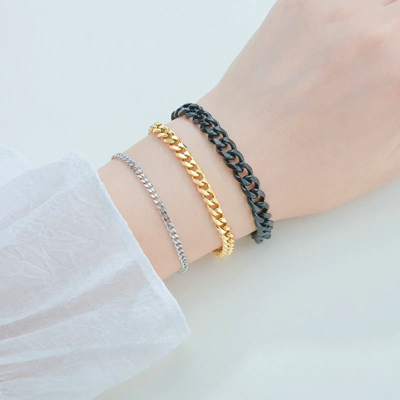Stainless Steel Cuban Chain Bracelet Unisex Fashion Jewelry - Smarsty