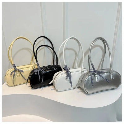 Large Capacity Silver Women Shoulder Bag Daily Use Casual - Smarsty