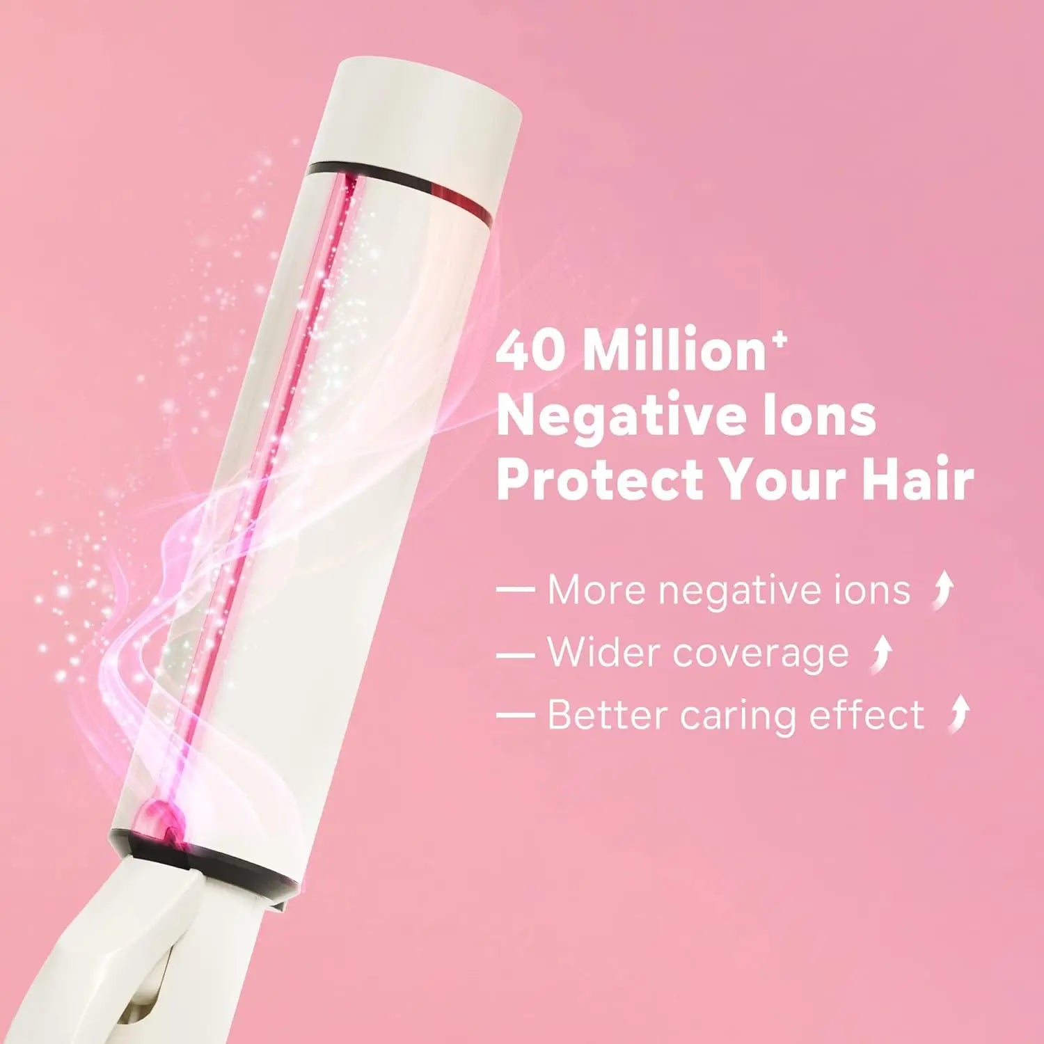 1.5 Inch Extra Large Curling Wand for Long Hair - Ceramic Tourmaline Barrel with 40000000 Negative Ions, 2 Clips - Smarsty