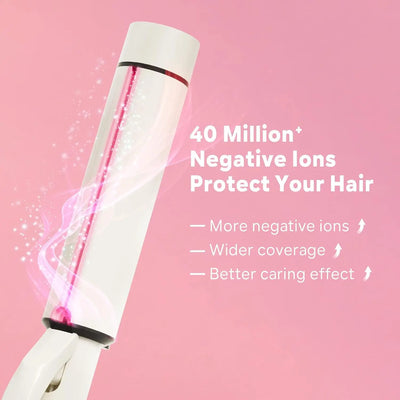 1.5 Inch Extra Large Curling Wand for Long Hair - Ceramic Tourmaline Barrel with 40000000 Negative Ions, 2 Clips - Smarsty