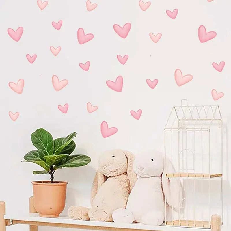 60 Pcs Heart Shape Wall Stickers for Kids Room Decor - Smarsty