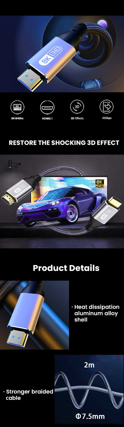 NIERBO HDMI 2.1 Cable 8K 60Hz Ultra High Speed - Smarsty