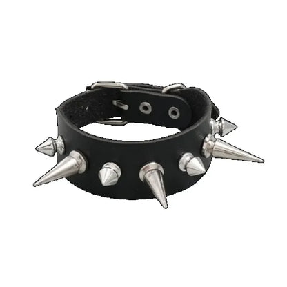 Unisex PU Leather Punk Bracelet with Spikes and Skull - Smarsty