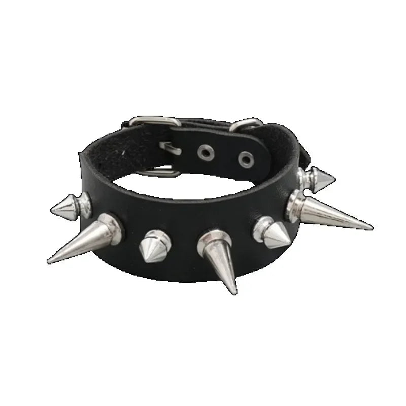 Unisex PU Leather Punk Bracelet with Spikes and Skull - Smarsty