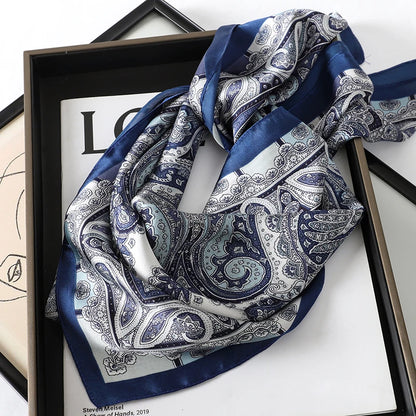 Bohemian Silk Square Scarf for Women Luxury Floral Print - Smarsty