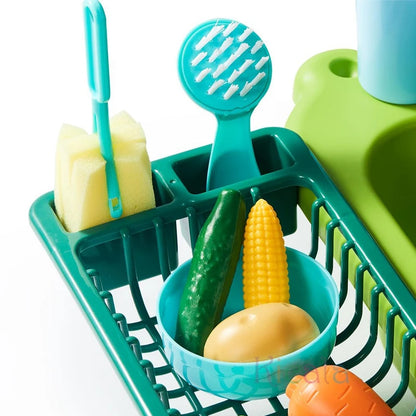 Kids Kitchen Sink Toys Electric Dishwasher Playing Toy With Running Water Pretend Play Food Fishing Toy Role Playing Girls Gift by Smarsty