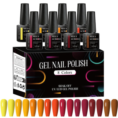 Fluorescent Gel Nail Polish Set With Glitter Finish - Smarsty