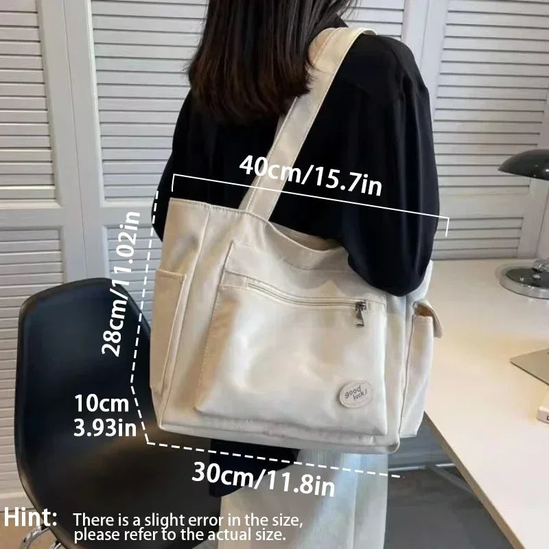 Women Canvas Shoulder Bag Large Capacity Tote For Everyday - Smarsty