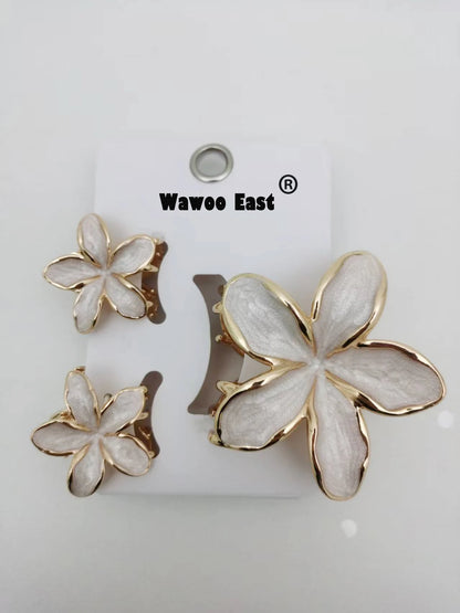 Enamel Lily Hair Clips Set Zinc Alloy Cute Beach For Women - Smarsty