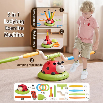 Ladybug Sport Entertainment Game Toy Multifunction Rope Skipping Machine Ferrule Jump Rocket Launcher Outdoor Educational - Smarsty
