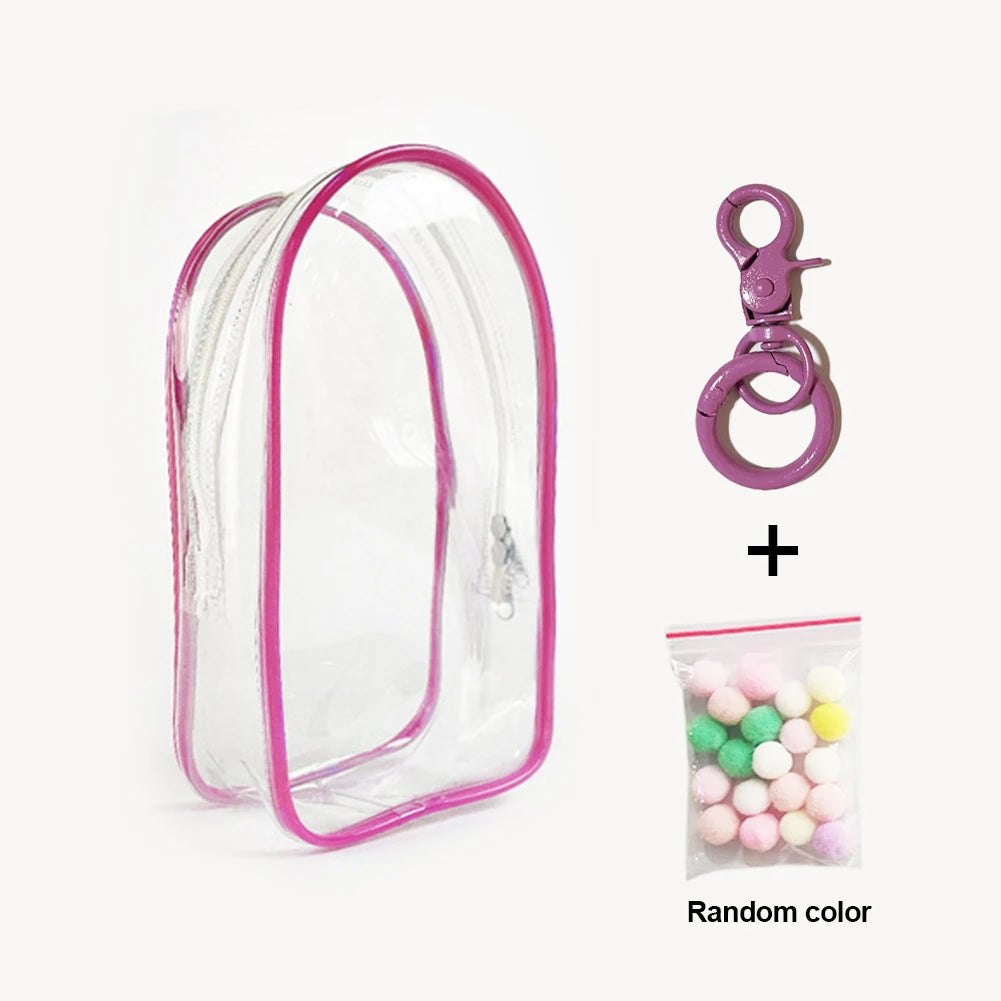 Colorful Transparent Protector Case Organizer Box for 17cm Labubu V3 Dolls Outdoor Display Bag With Keychain Doll Accessories by Smarsty