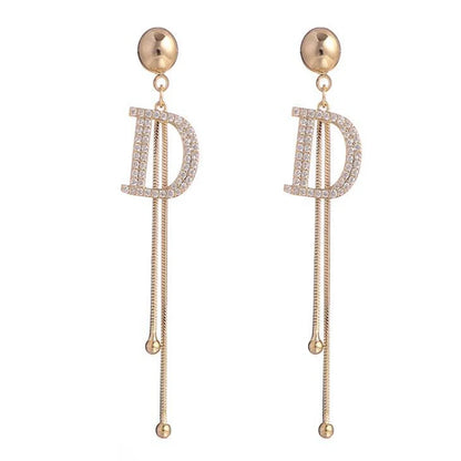 Gold Crystal Tassel Earrings for Women Trendy Elegant Style - Smarsty