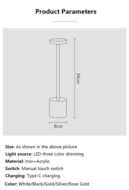 LED Touch Table Lamp Rechargeable Night Light for Ambiance - Smarsty